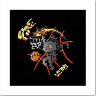 Fire Veins Slam Dunk Yeet Axolotl Basketball Kids Teens Sports Quote Posters and Art